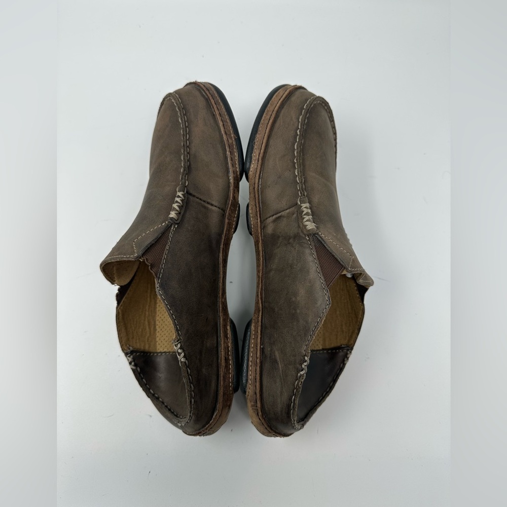 Olukai Moloa Men's Slip On Casual Shoes Brown Leather Loafer Drop In Heel M9.5 - Picture 5 of 13